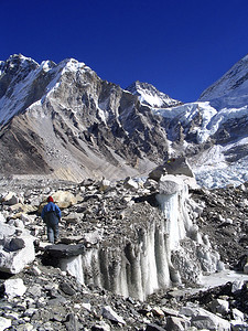 珠穆朗玛峰大本营与昆布冰川图片