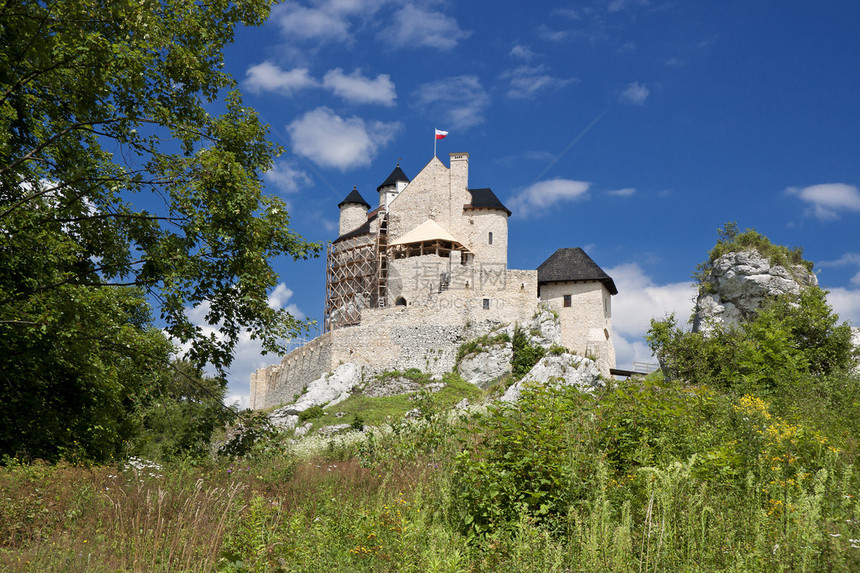 波兰的哥特岩石城堡鹰巢在克拉科夫和切斯托乔瓦之图片