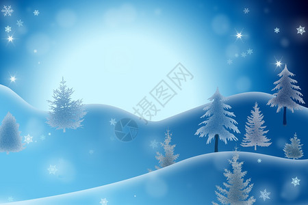 蓝色和白色的冬季森林图片