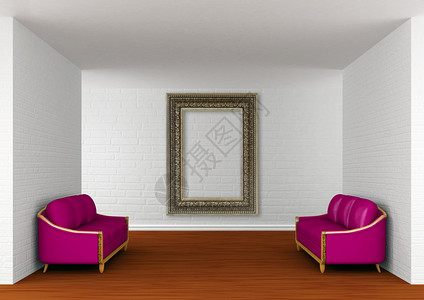 带紫色沙发的画廊大厅图片