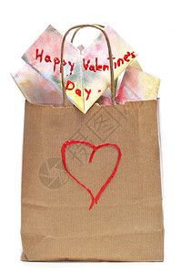 一个纸袋有纸心和一句子快乐情人节图片