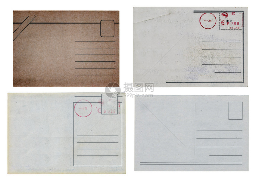 带有垃圾的旧明信片以高分辨率隔离图片
