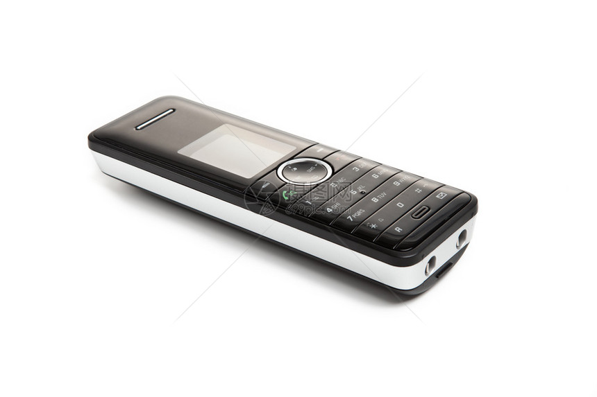 白色背景的黑Cordless电话键盘图片