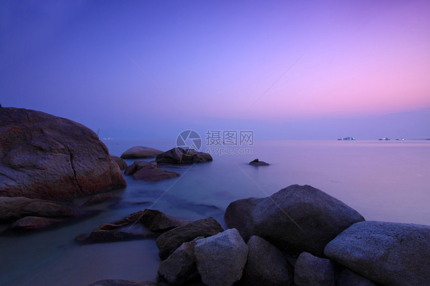 香港海上日落图片