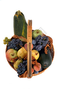 带水果和蔬菜的秋季篮子图片
