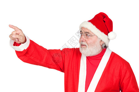 圣诞老人用手指着他的手指孤立图片