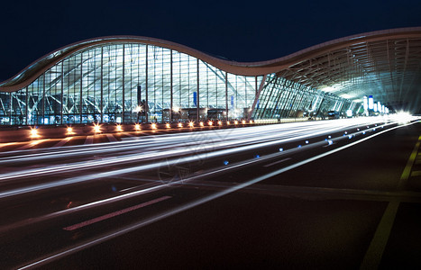 浦东机场夜景背景图片