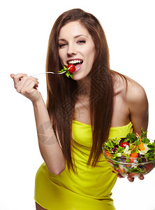 妇女吃沙拉图片