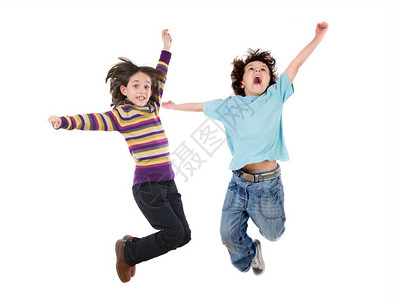 一次跳两个快乐的孩子图片