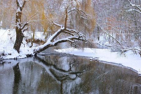 与小河的冬天风景图片
