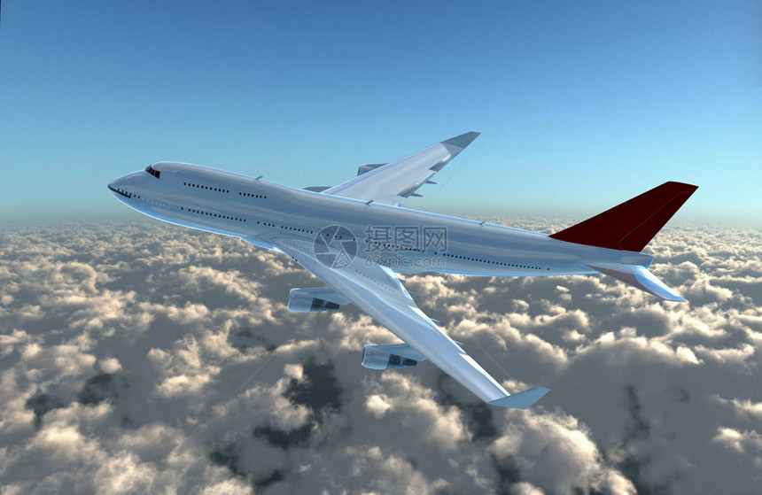 飞机在空中飞行提供旅行和航空服务的概念图片
