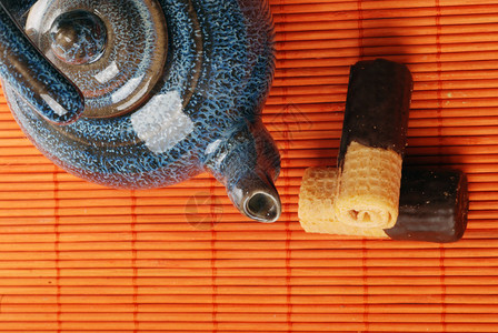竹席上的传统茶图片