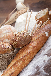硬皮新鲜面包分类背景图片