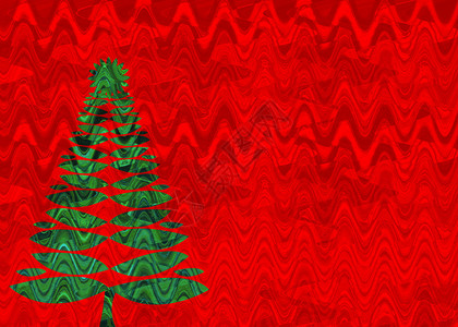 美丽的复古假期插图红背景的绿圣诞树上图片