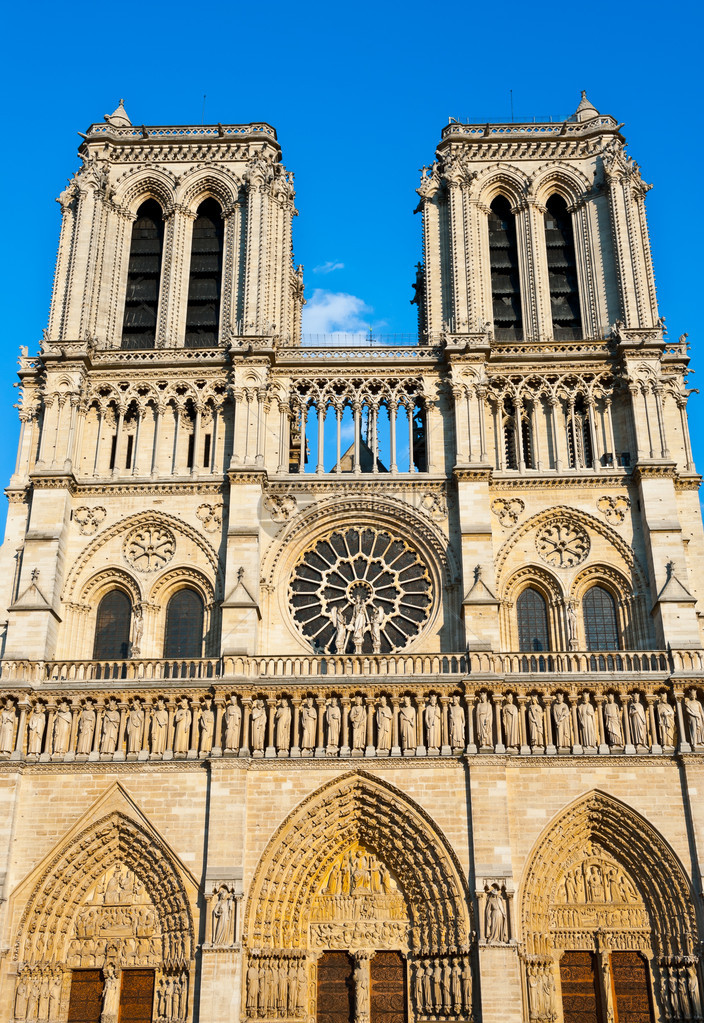 反对蓝天的巴黎圣母院细节图片