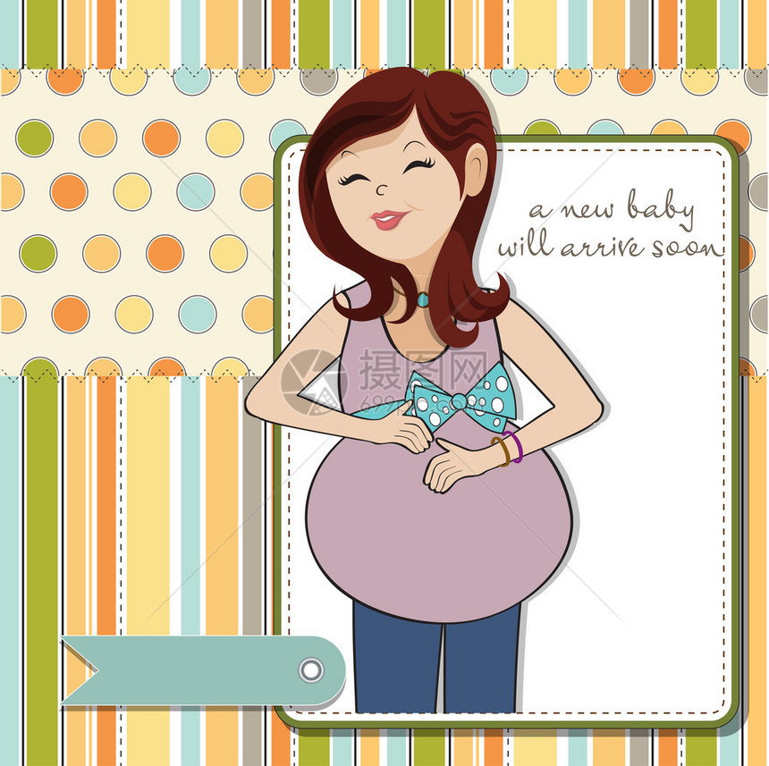 快乐的孕妇婴儿洗澡卡图片