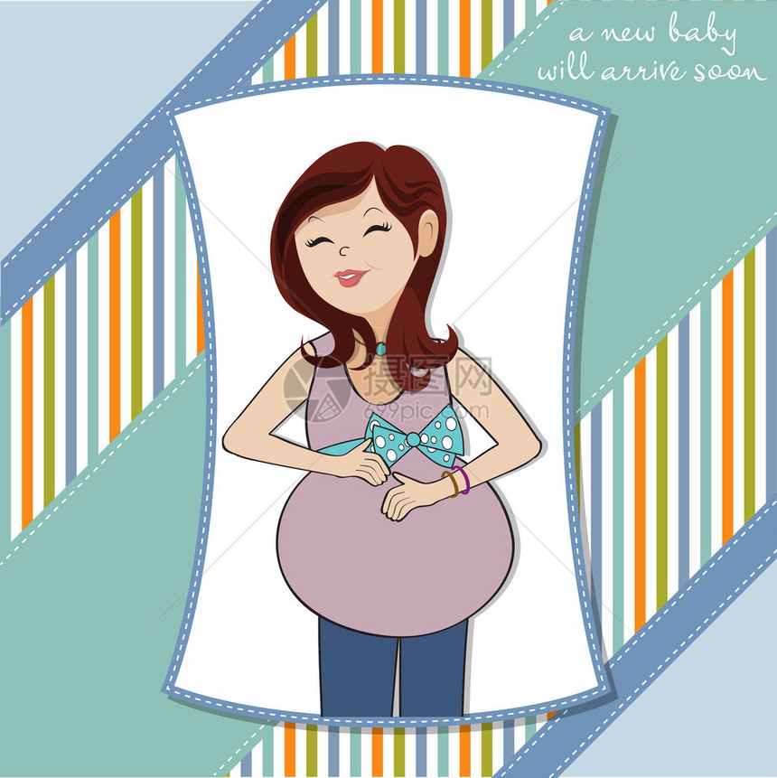 快乐的孕妇婴儿洗澡卡图片