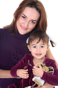 母亲和女儿在紫罗兰上图片