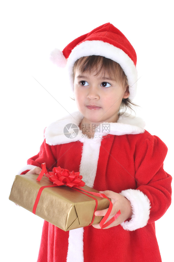 穿着圣诞老人服装的小女孩图片