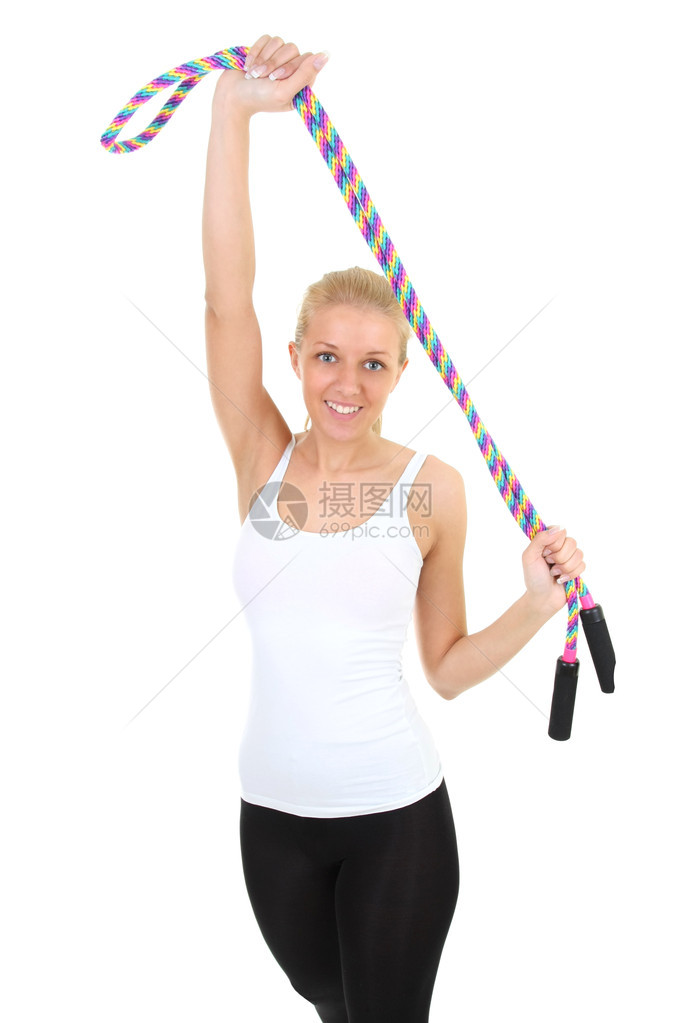 跳绳运动的年轻女子图片