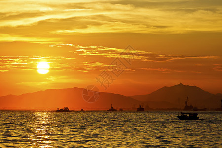 香港日落海岸图片