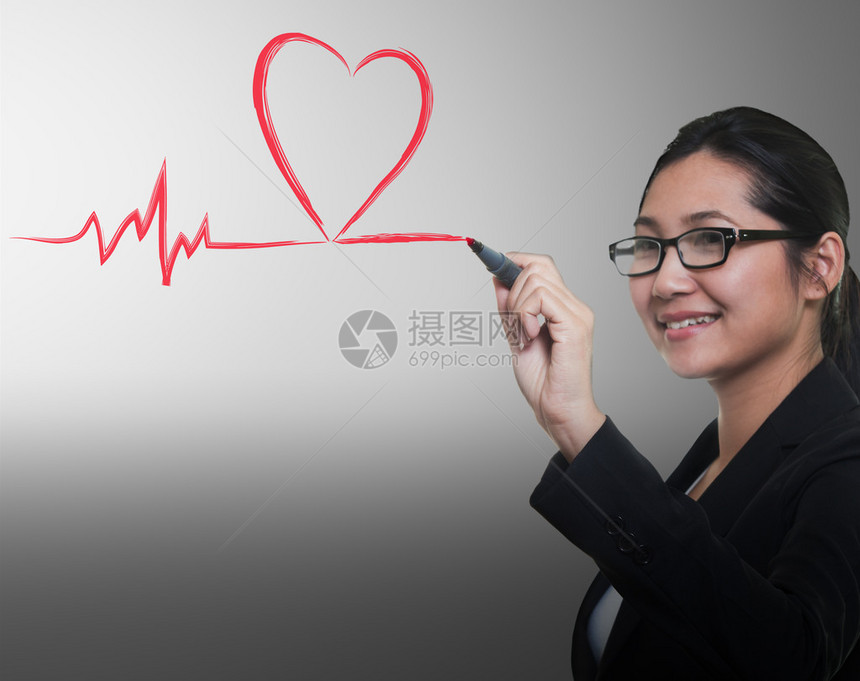 绘制心脏呼吸线医学概念图片