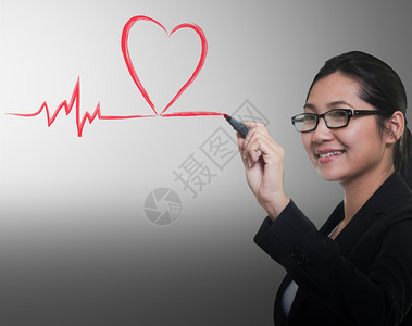 绘制心脏呼吸线医学概念背景图片