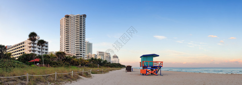 迈阿密海滩日落全景有图片