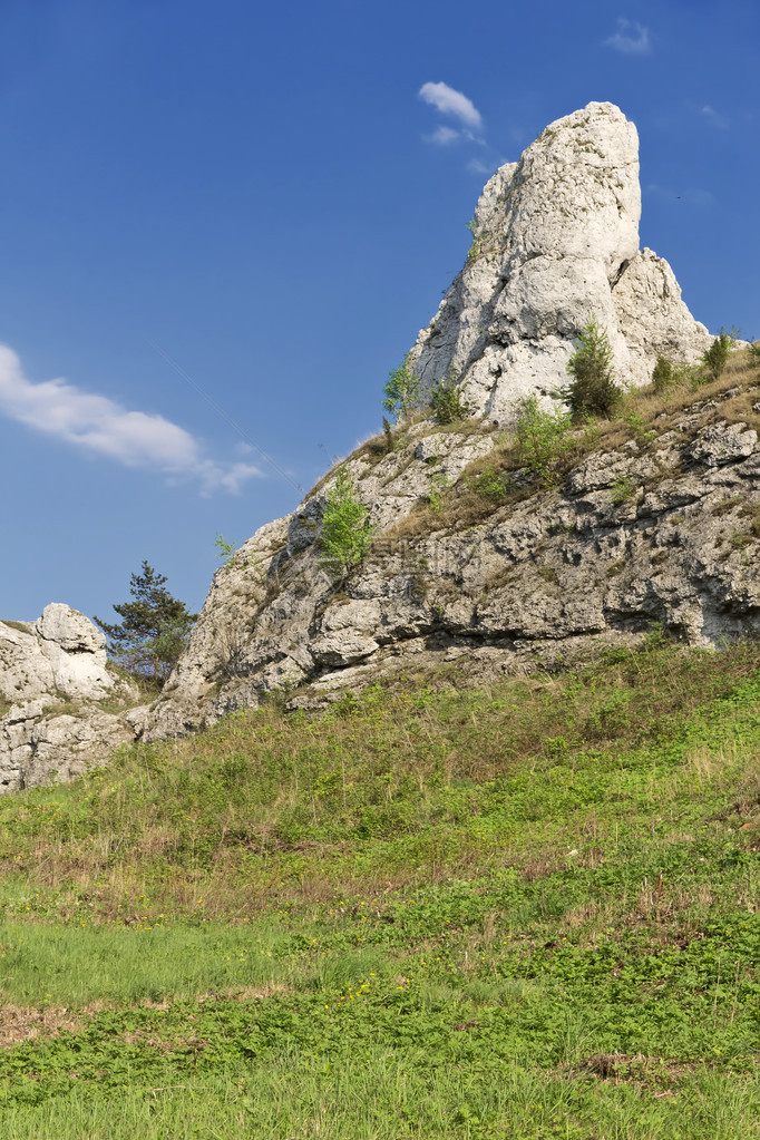波兰的落石地貌鹰巢在克拉科夫和切斯托乔瓦之图片