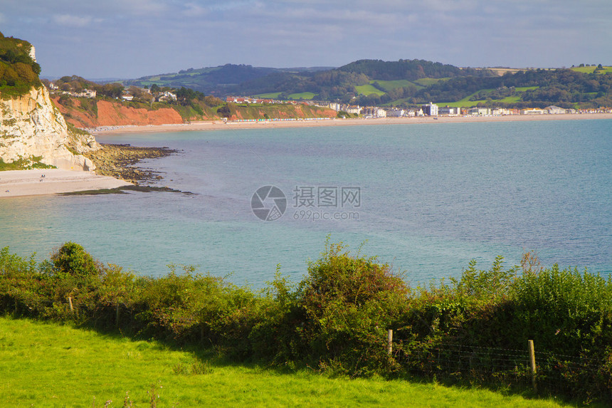 德文郡西顿海滩附近的莱姆湾它位于英格兰南部海岸的侏罗纪海岸它也在西图片