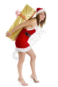 背着大包裹的圣诞老人女图片