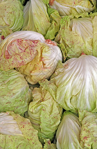 绿色沙拉和脆皮头在蔬菜市场图片