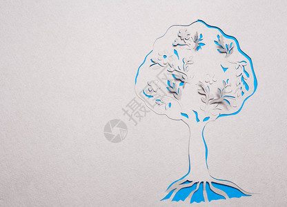 抽象蓝树手工制作的图图片