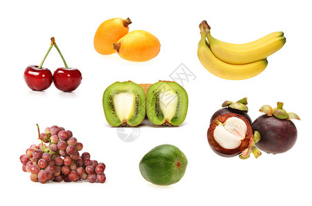 白色背景上的水果组合背景图片