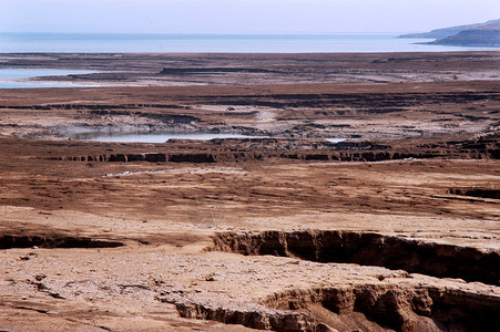 以色列死海谷地坑景观背景