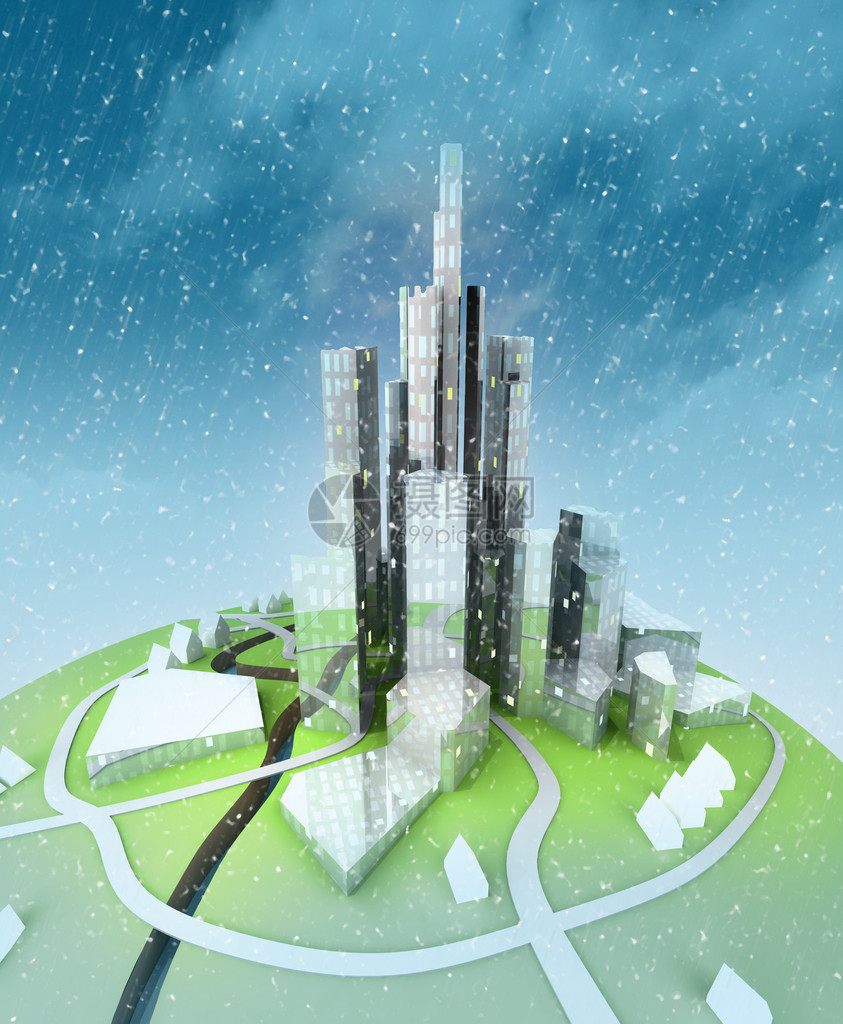 冬季观景城市风景单位图片