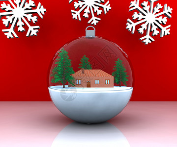 圣诞节冬季卡里隆风景与房图片