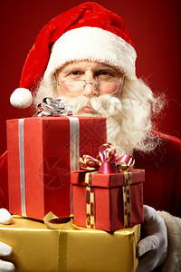 圣诞老人的照片和礼品图片