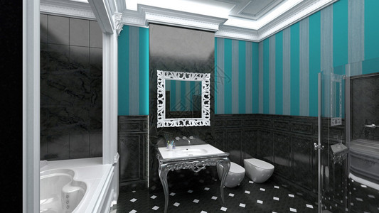 现代洗手间内部3dS图片