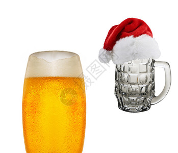玻璃啤酒和圣诞啤酒图片
