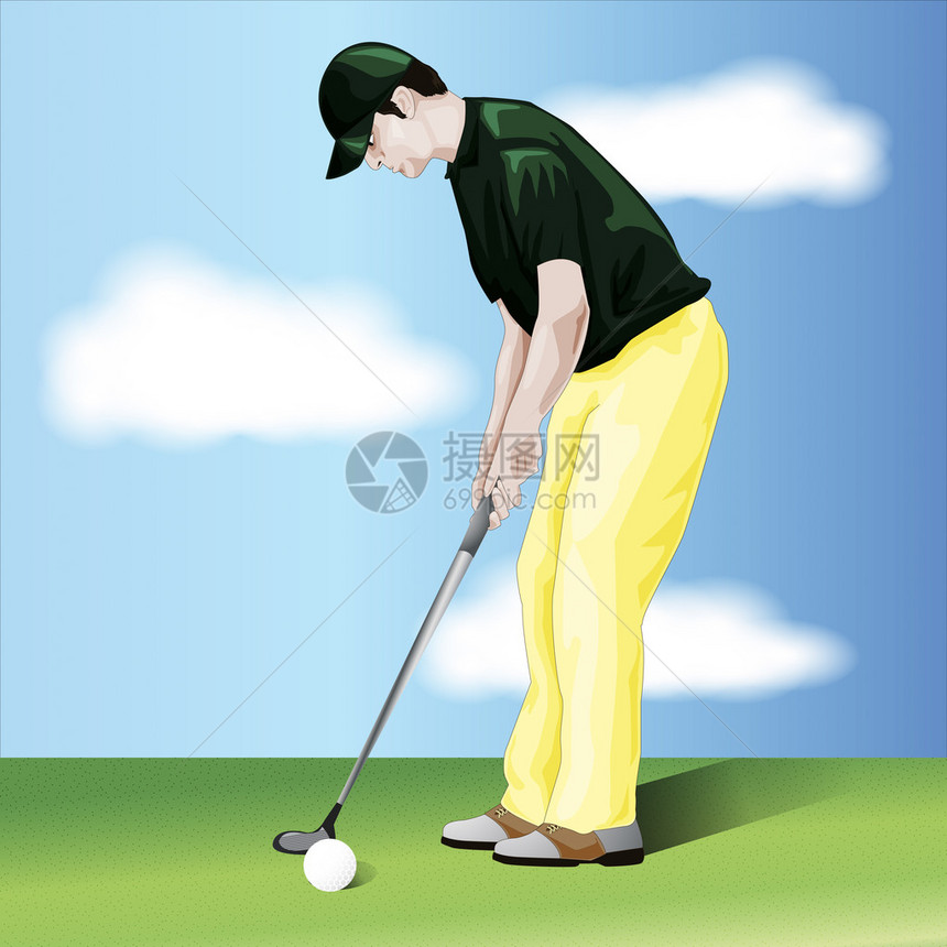 男高尔夫球手的插图图片
