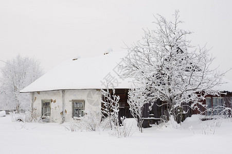 冬天的老房子图片