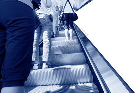在机场自动扶梯运动模糊图片