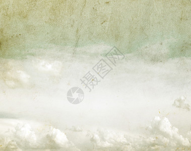 蓝天白云中的复古背景图片