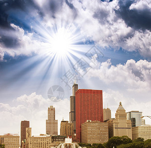 芝加哥伊利诺伊州城市摩天大楼上美图片