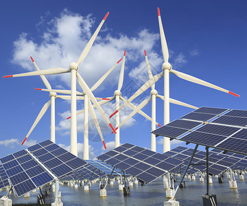 利用太阳能可再生能源发电厂配有太阳和图片