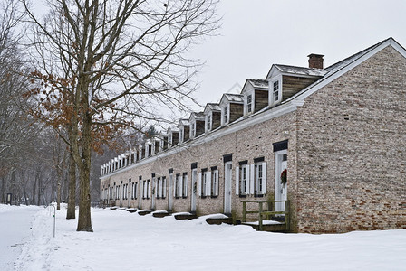 新泽西历史悠久的Allaire村工人的历史住宅区背景图片