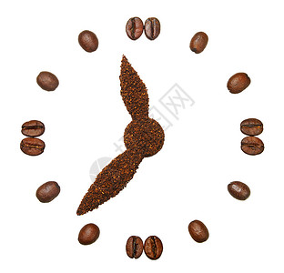 磨碎的咖啡和咖啡豆以小时的形图片