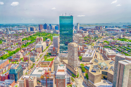 中央波士顿空中观察从谨慎塔图片