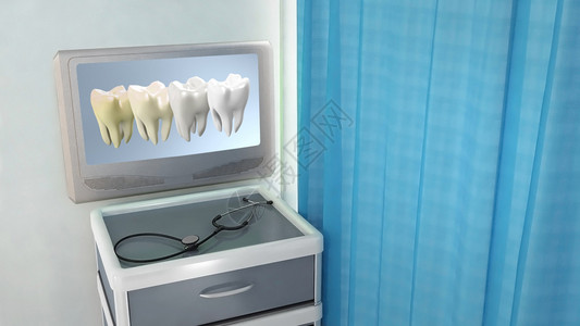 医疗室概念3d渲染中的牙齿屏幕图片